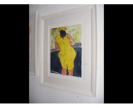 BOB DYLAN - A Limited Edition coloured print 'Woman in Red Lion pub' No.227/295, signed in pencil by the artist to the mount,