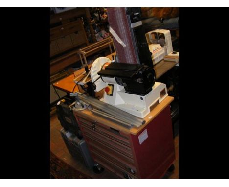 A Jet JSG-96 Bench Top Disc/Belt Sander, together with Halfords tool cabinet 
