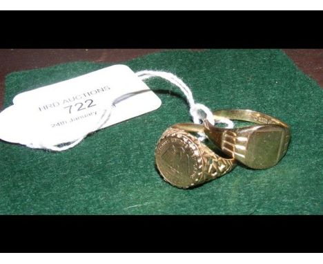 A gold signet ring and one other