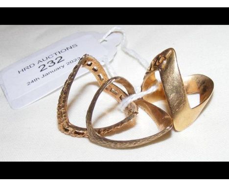 A 9ct gold designer ring together with two others