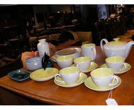 A selection of Poole Pottery, including two-tone tea ware 