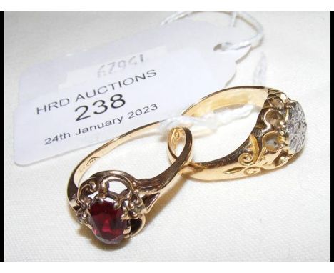 An 18ct diamond ring together with a 10ct garnet ring