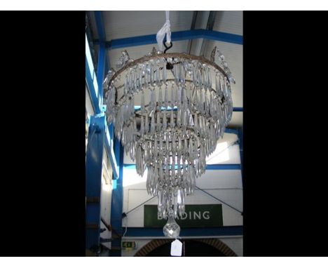 A decorative antique six tier crystal ceiling light - 50cms in lengthCONDITION REPORTwidth 40cm diameterCondition disclaimerO