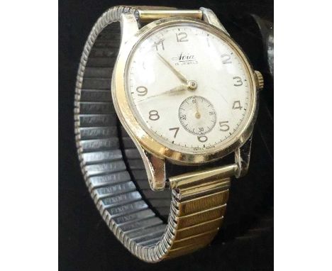 A vintage gent's Avia manual wind wristwatch, on replacement expanding link bracelet, with original box and papers 