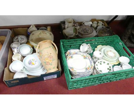 Three boxes of mixed ceramics, to include a Myott &amp; Son floral part dinner service 