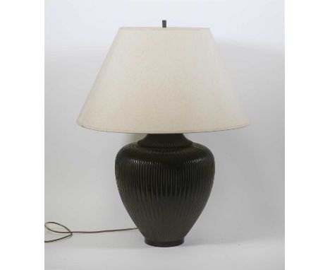 A large modern metal table lamp with shade, h.76cm 