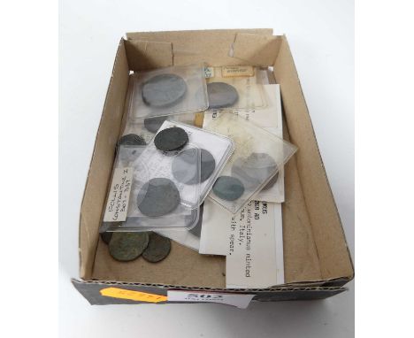 A collection of mainly ancient Roman coins, to include a bronze follis