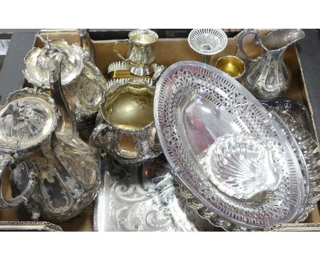 A collection of silver plated wares to include a four piece tea &amp; coffee service