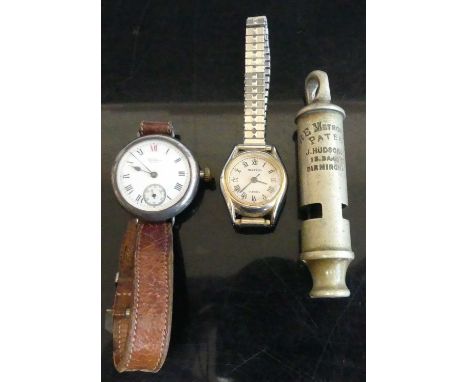 A lady's Waltham silver cased manual wind wristwatch; together with a modern Saxon lady's quartz wristwatch; and a Metropolit