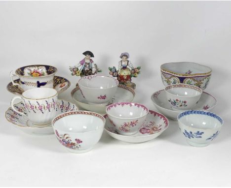 A collection of 18th century and later ceramics, to include Chinese famille rose tea bowl and saucer, and a enamel decorated 