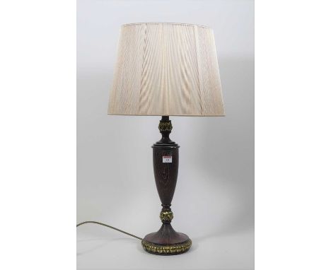 A modern parcel-gilt table lamp with shade, h.75cm 