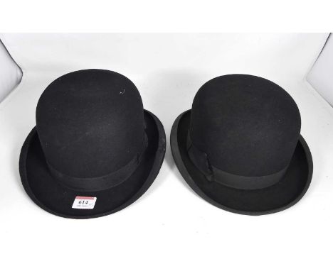 A vintage Firtex moleskin bowler hat, together with another (2)