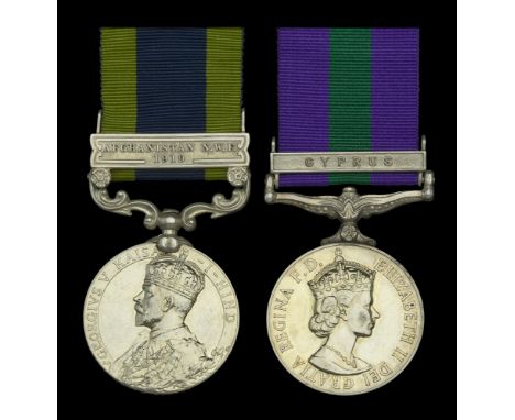 India General Service 1908-35, 1 clasp, Afghanistan N.W.F. 1919 (112145 Bdr. J. C. Fay. R.F.A.); General Service 1918-62, 1 c