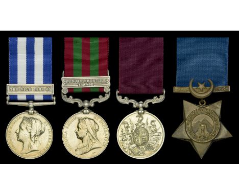 Four: Private T. Thornburgh, Highland Light Infantry, late Cameron Highlanders  Egypt and Sudan 1882-89, undated reverse, 1 c