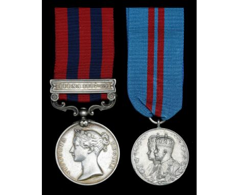 Pair: Garrison Sergeant-Major J. M. S. Miller, Leicestershire Regiment, later a Yeoman of the Guard  India General Service 18