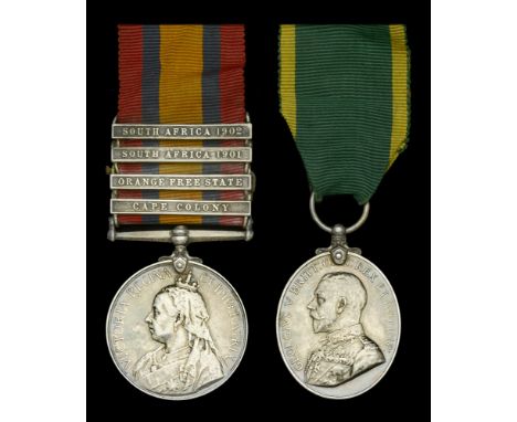 Pair: Piper J. Green, Highland Light Infantry, late Scottish Rifles  Queen’s South Africa 1899-1902, 4 clasps, Cape Colony, O