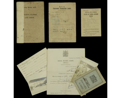 An original Great War Pilot’s Flying Log Book (Army Book 425 type), appertaining to Lieutenant J. M. Brown, Royal Air Force, 