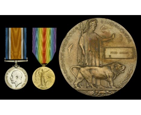 Pair: Private F. Mills, 5th Battalion, Oxfordshire and Buckinghamshire Light Infantry, who was killed in action on the Wester
