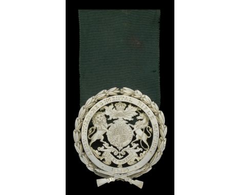 Army Inter-Regimental Rifle Matches Prize Medal, 48mm, silver, hallmarks for Birmingham 1884, a skeletal prize medal, the obv