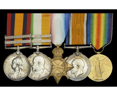 Five: Private J. Tousent, Oxfordshire Light Infantry, later Royal Fusiliers  Queen’s South Africa 1899-1902, 2 clasps, Cape C