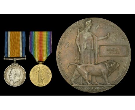 Pair: Private B. Angliss, 1st Battalion, Oxfordshire and Buckinghamshire Light Infantry, who died of disease in the Mesopotam