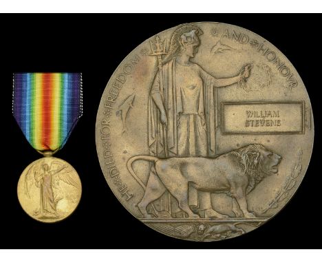 The Victory Medal awarded to Sergeant W. Stevens, 2nd Battalion, Oxfordshire and Buckinghamshire Light Infantry, who was kill