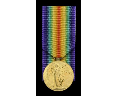 The Victory Medal awarded to Engine Room Artificer Fourth Class H. S. Burton, Royal Navy, who was killed in action during the