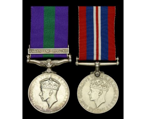 Pair: Private D. Johns, Army Air Corps  War Medal 1939-45; General Service 1918-62, 1 clasp, Palestine 1945-48 (14031100 Pte 