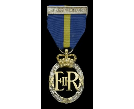 Efficiency Decoration, E.II.R., Territorial, reverse officially dated ‘1952’, the top bar with slide fitting and mounted on A