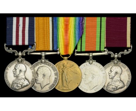 A Great War 1918 ‘Western Front’ M.M. group of five awarded to Company Quartermaster Sergeant F. Grimshaw, 5th Battalion, Oxf