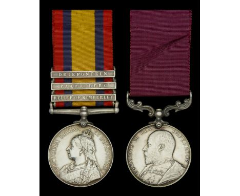 Pair: Quartermaster Sergeant G. Edwards, Oxfordshire Light Infantry  Queen’s South Africa 1899-1902, 3 clasps, Relief of Kimb