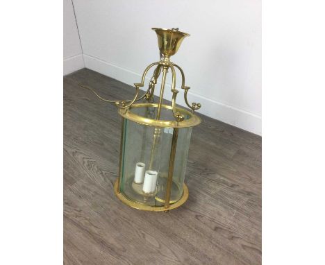 BRASS AND GLASS LANTERN CEILING LIGHT