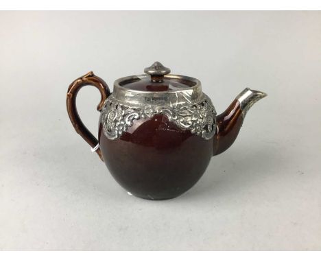 SILVER MOUNTED TEAPOT,Birmingham marks, maker H.B.