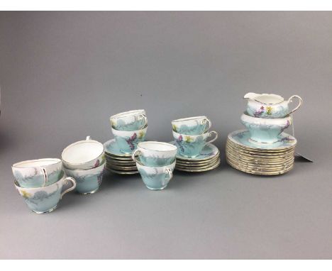 AYNSLEY 'WAYSIDE' PATTERN PART TEA SERVICE,comprising ten cups, eleven saucers, twelve plates, sugar and cream