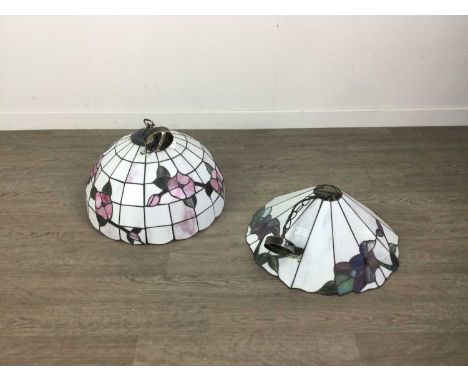TWO LEADED GLASS CEILING LIGHT FITTINGS