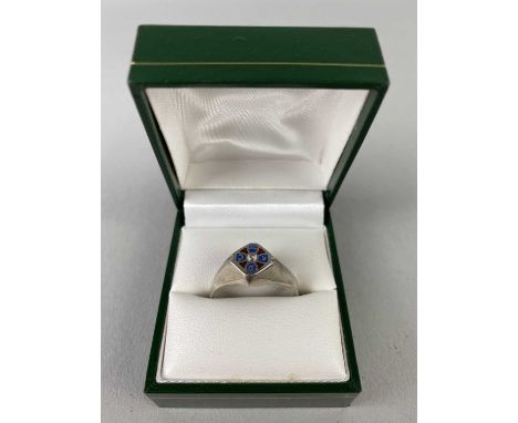 GENTLEMAN'S SILVER AND ENAMEL RING,by Norman Grant