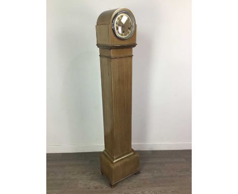 ART DECO EIGHT DAY LONGCASE CLOCK,of small proportions, mahogany cased, dial set with Arabic numerals, with four-way chimes, 