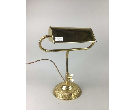 BRASS DESK LAMP,with circular base, 40cm high