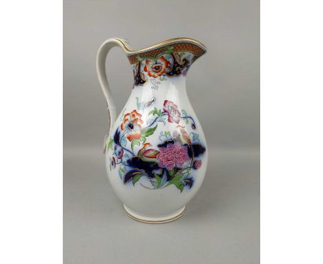 WORCESTER EWER,32cm tall, decorated with peonies, flora and birds