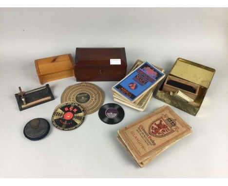 RONSON LIGHTER,along with another lighter, a Masonic ashtray, OS maps, microscope slides, boxes and other items