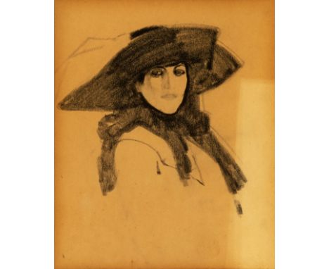 FRANCISCO JAVIER GOSÉ ROVIRA (Alcalá de Henares, 1876 - Lleida, 1915)."Lady".Charcoal on paper.Signed with a testamentary sea