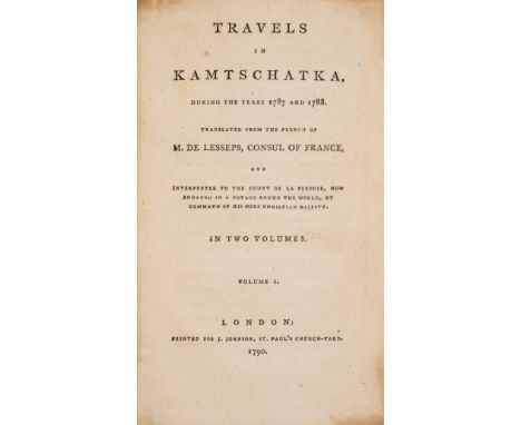 NO RESERVE Russia.- Lesseps (Jean-Baptiste Barthélemy, baron de) Travels in Kamtschatka, During the Years 1787 and 1788, 2 vo