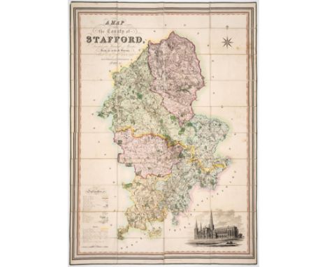 Staffordshire.- Phillips (J. &amp; Hutchings W.F.) A Map of the County of Stafford Divided into Hundreds &amp; Parishes from 