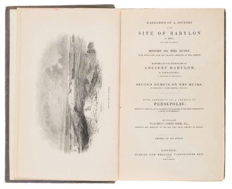 Middle East.- Rich (Claudius James) Narrative of a Journey to the Site of Babylon in 1811, first edition, half-title, wood en