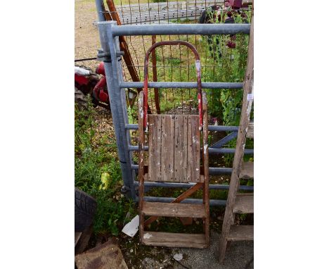 TWO-RUNG WOODEN STEP LADDER