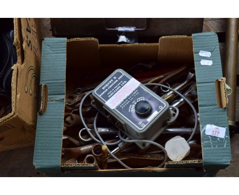 BOX OF TOOLS TO INCLUDE SPANNERS, PLIERS