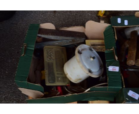 BOX OF VARIOUS TOOLS, PLANES, SCREWDRIVER SET ETC