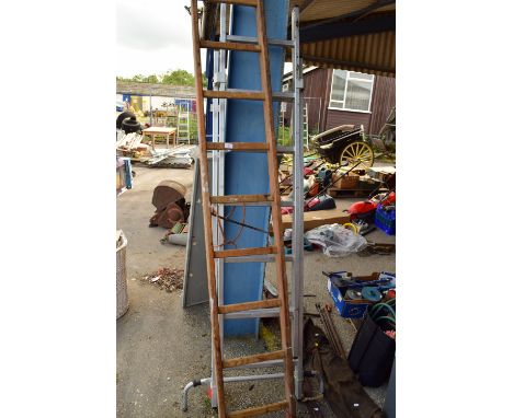 NINE-RUNG WOODEN LADDER