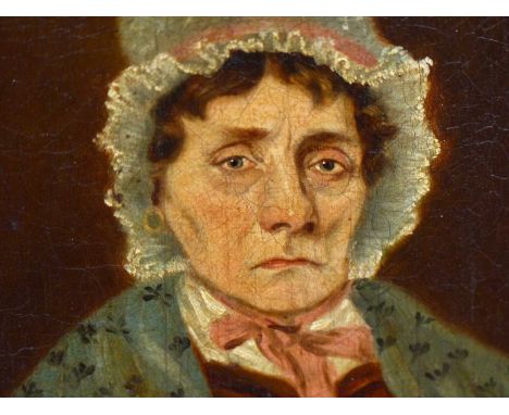 19th century English school. Portrait of a sour-faced woman. Oil on canvas. 24 x 29.5 cm. 