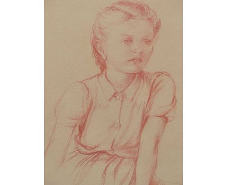 Hermione Hammond. Portrait of a girl. Red chalks. Signed lower right, dated 9/46. 23 x 35 cm.